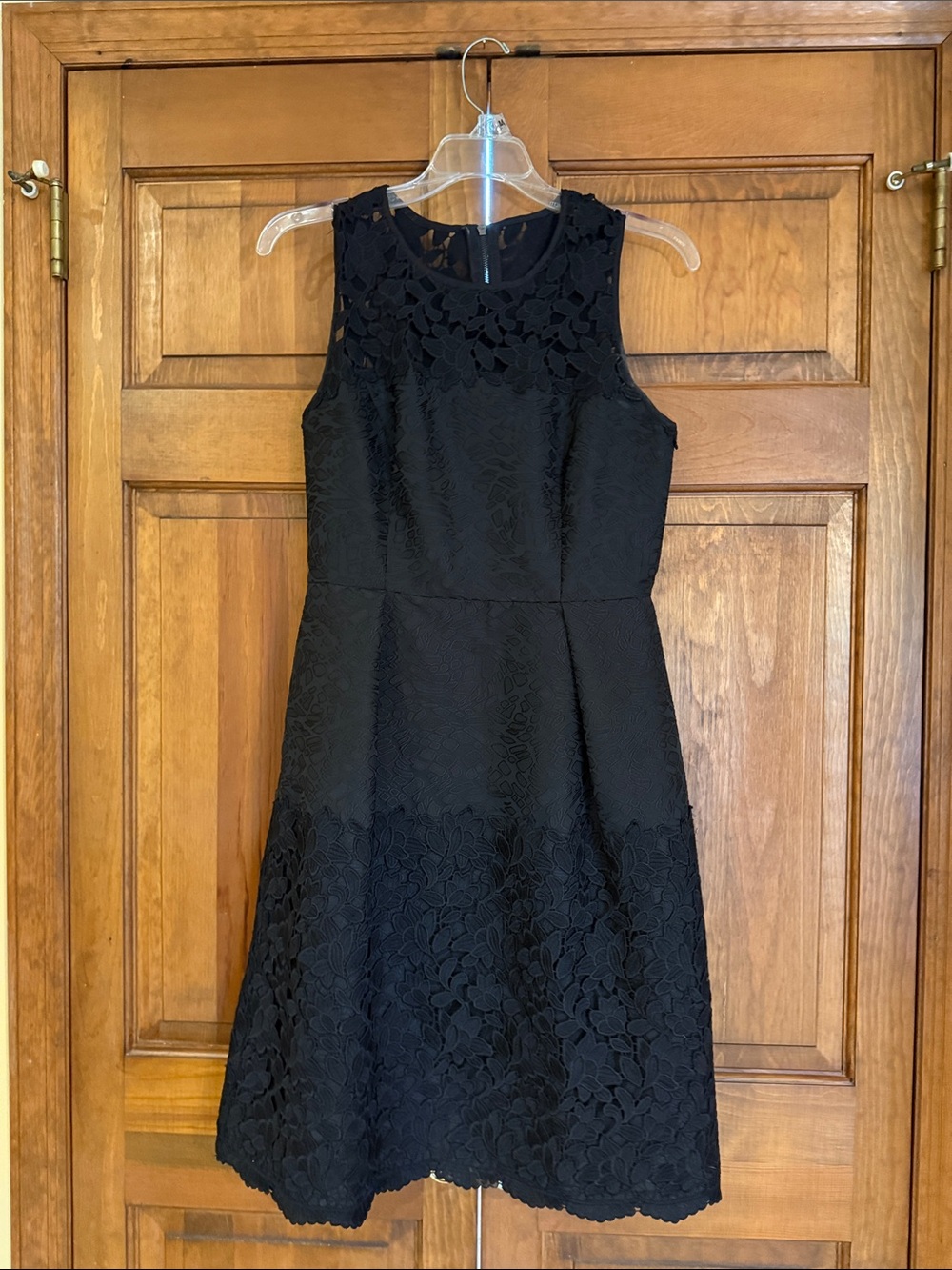 White House Black Market Black Floral Lace Fit & Flare Dress
